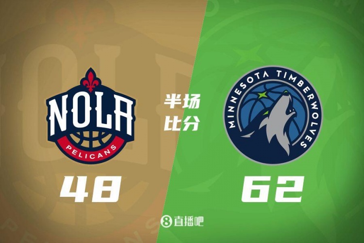  半场战报：森林狼62-48领先鹈鹕 兰德尔14分/戈贝尔10分/CJ13分